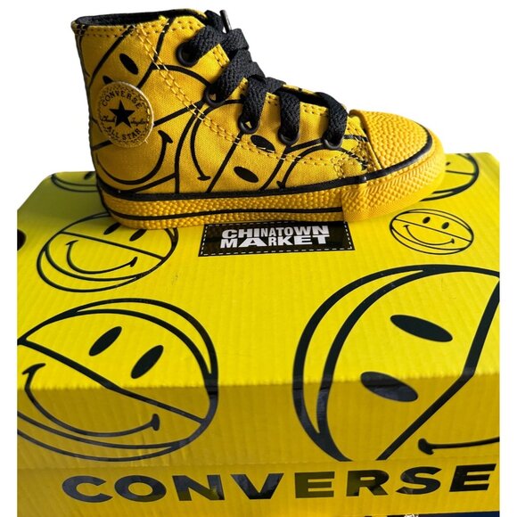 Converse × Chinatown Market Smiley Face High-Top Sneakers Toddler 7 New With Box - Picture 4 of 16